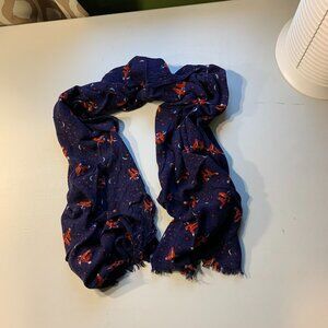 Banana Republic Navy oblong scarf with foxes